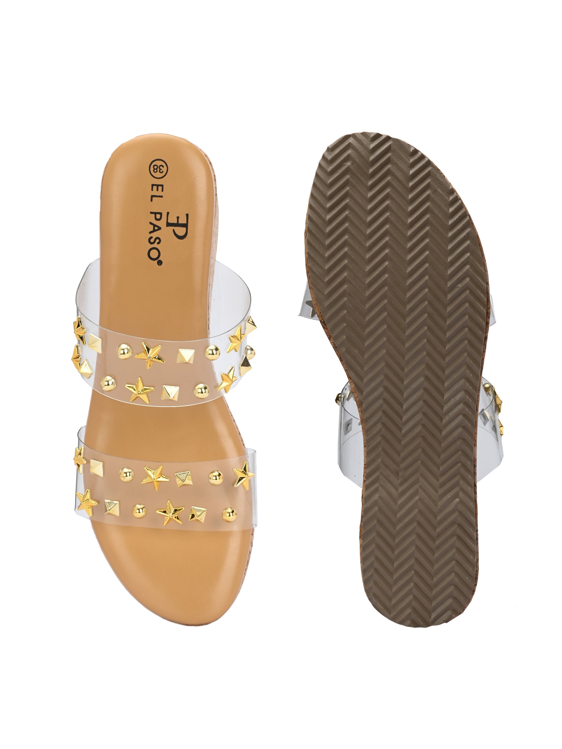 Transparent Embellished Slip-On Wedge Heels For Women