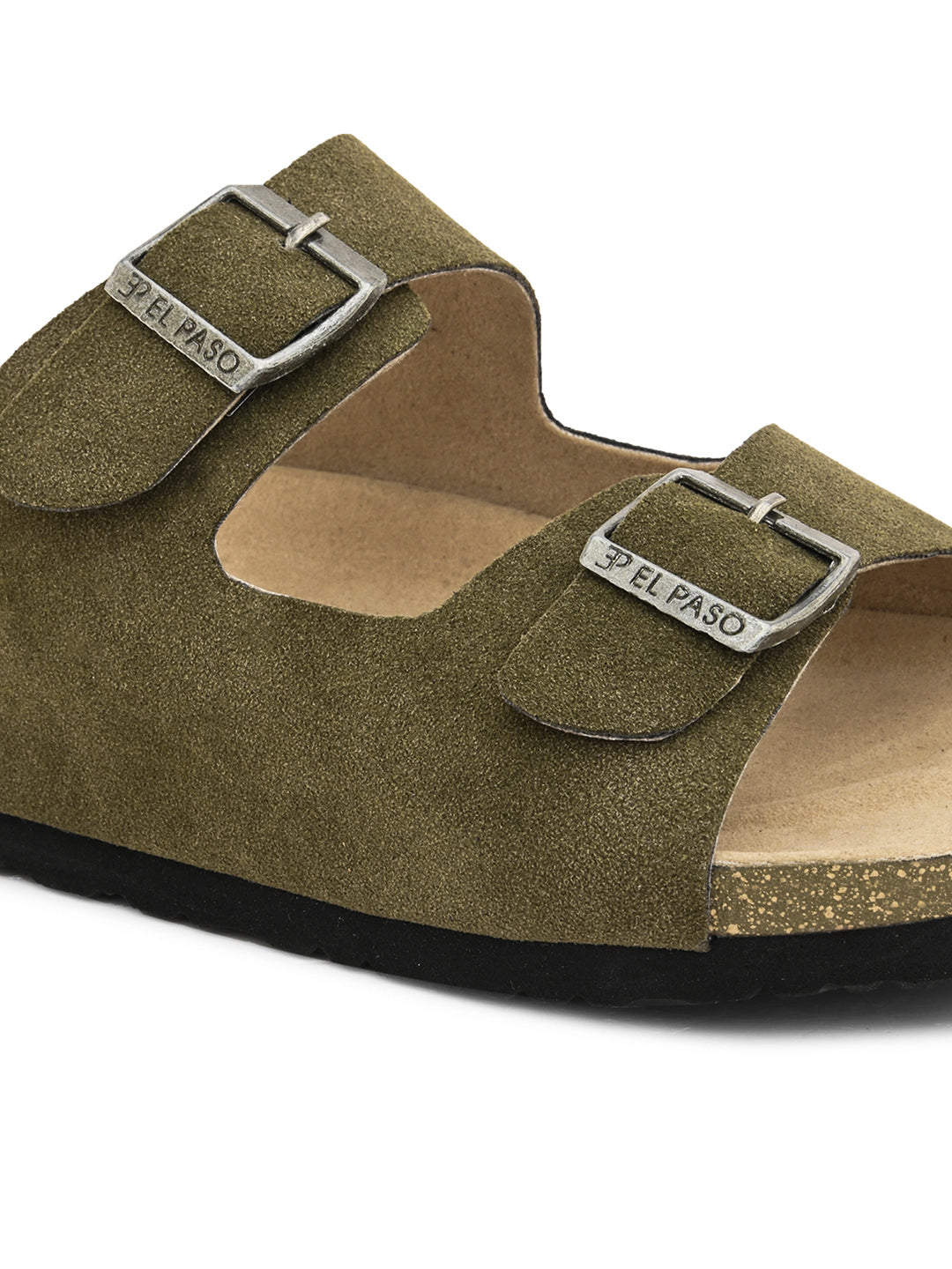 Olive Men's casual buckle strap flat heel slip-on closure sandal