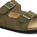 Olive Men's casual buckle strap flat heel slip-on closure sandal