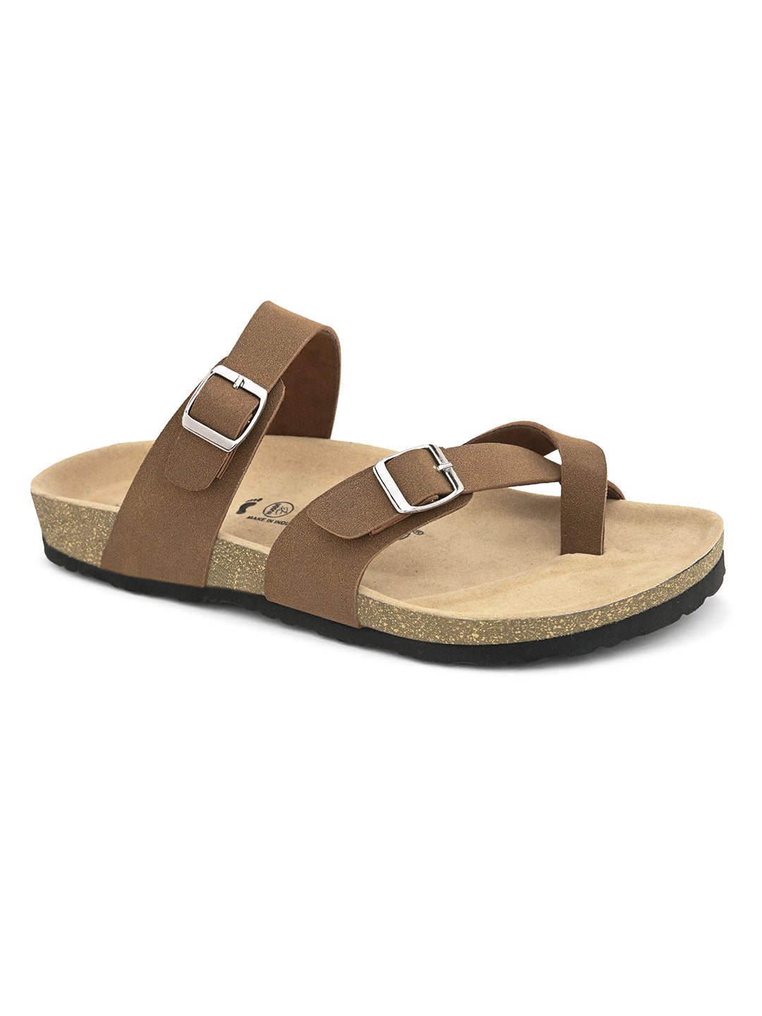 Brown One-Toe Leather Sandal For Men