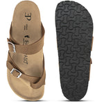 Brown Men's casual flat one-toe strap sandal