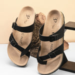 Black Men's casual flat one-toe strap sandal