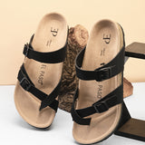 Black Men's casual flat one-toe strap sandal