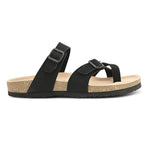 Black Men's casual flat one-toe strap sandal