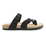 Black Men's casual flat one-toe strap sandal