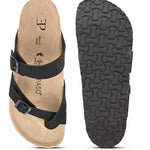 Black Men's casual flat one-toe strap sandal