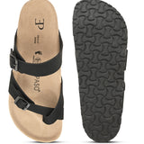 Black Men's casual flat one-toe strap sandal