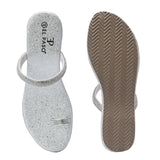 One-Toe Silver Shimmering Wedge Heel For Women