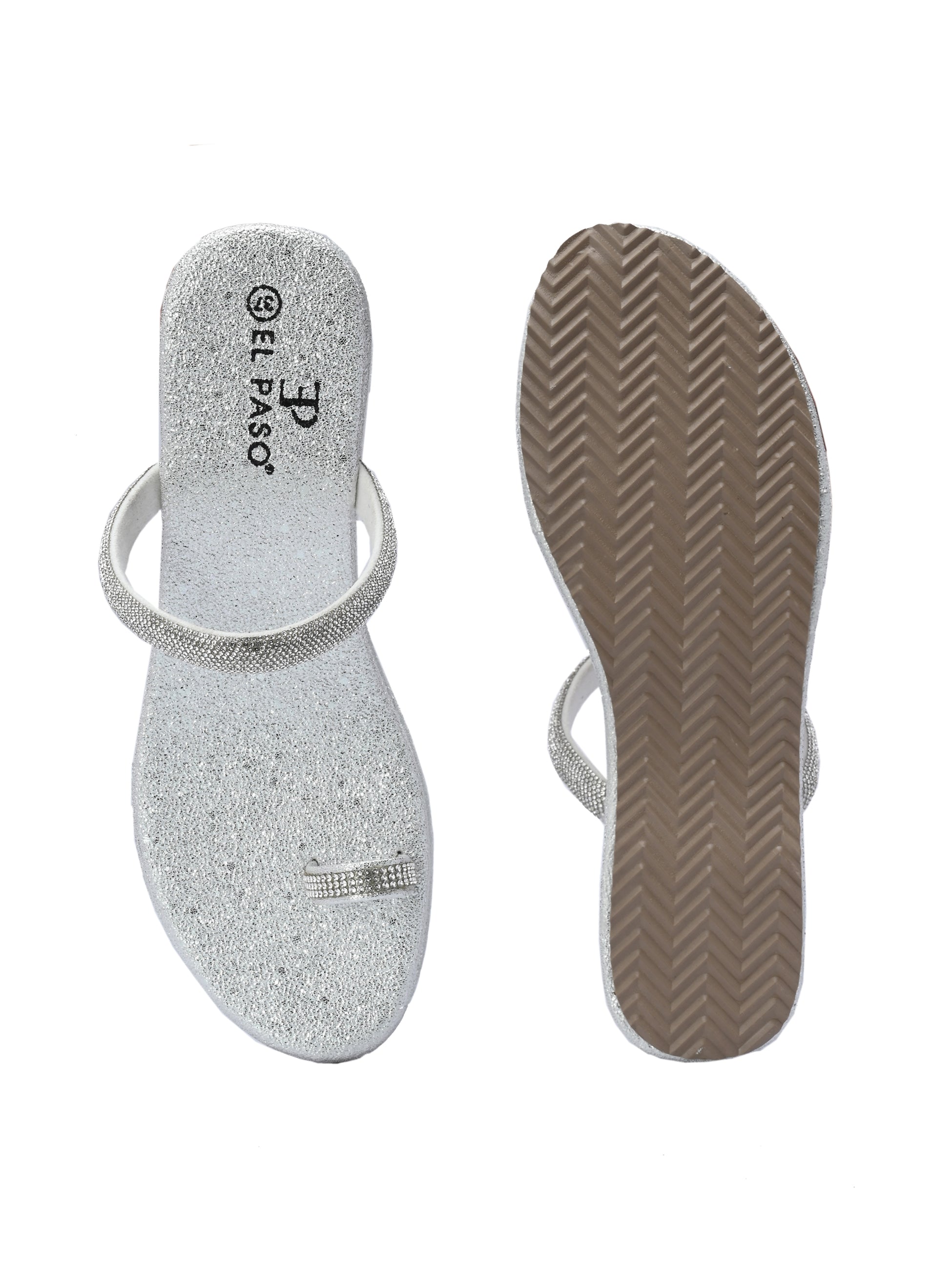 One-Toe Silver Shimmering Wedge Heel For Women