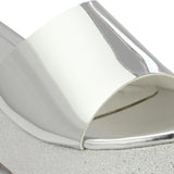 Shiny Metallic Slip-On Wedge Heels For Women