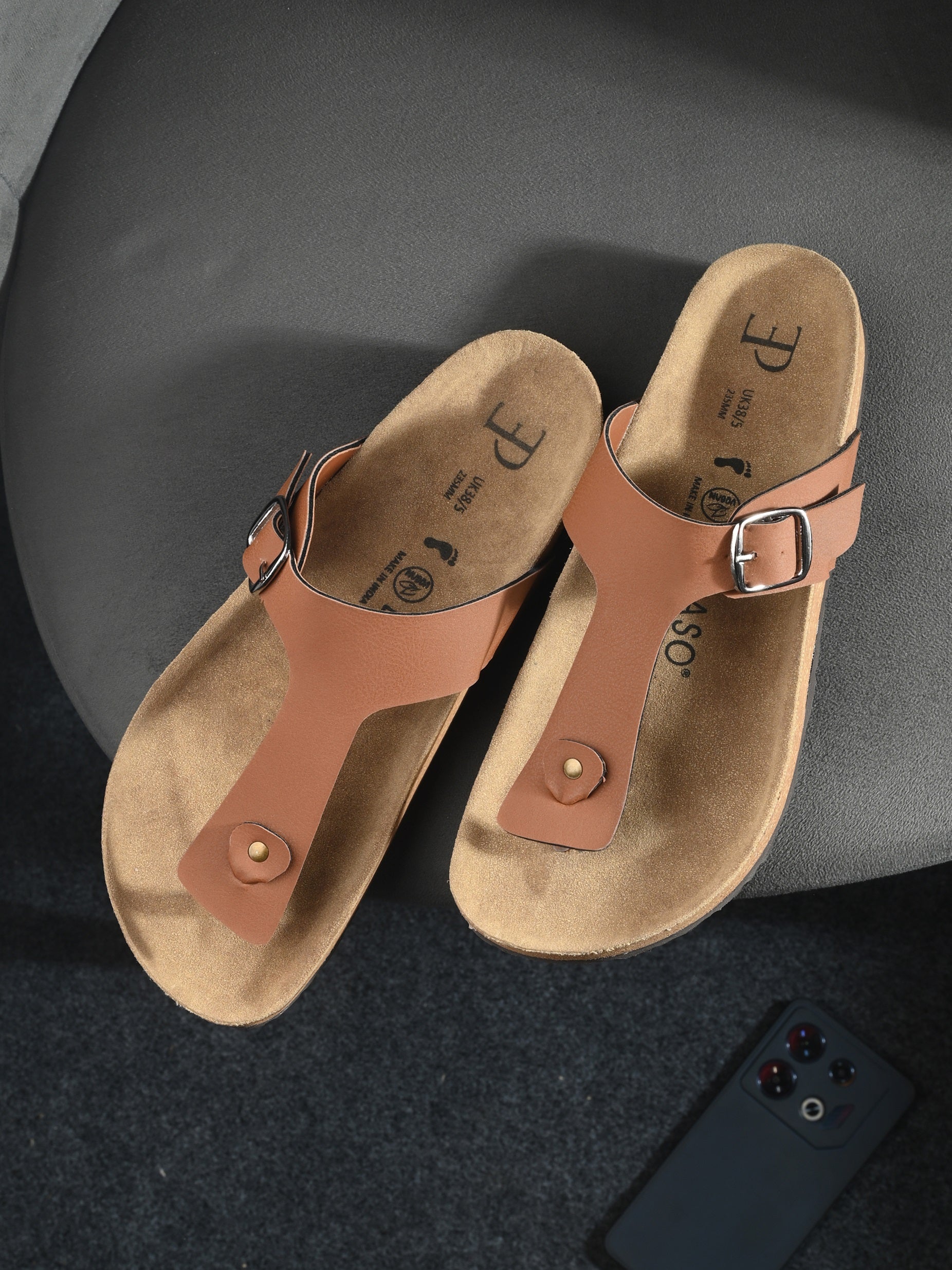 Brown Women's casual flat heel slip-on sandal
