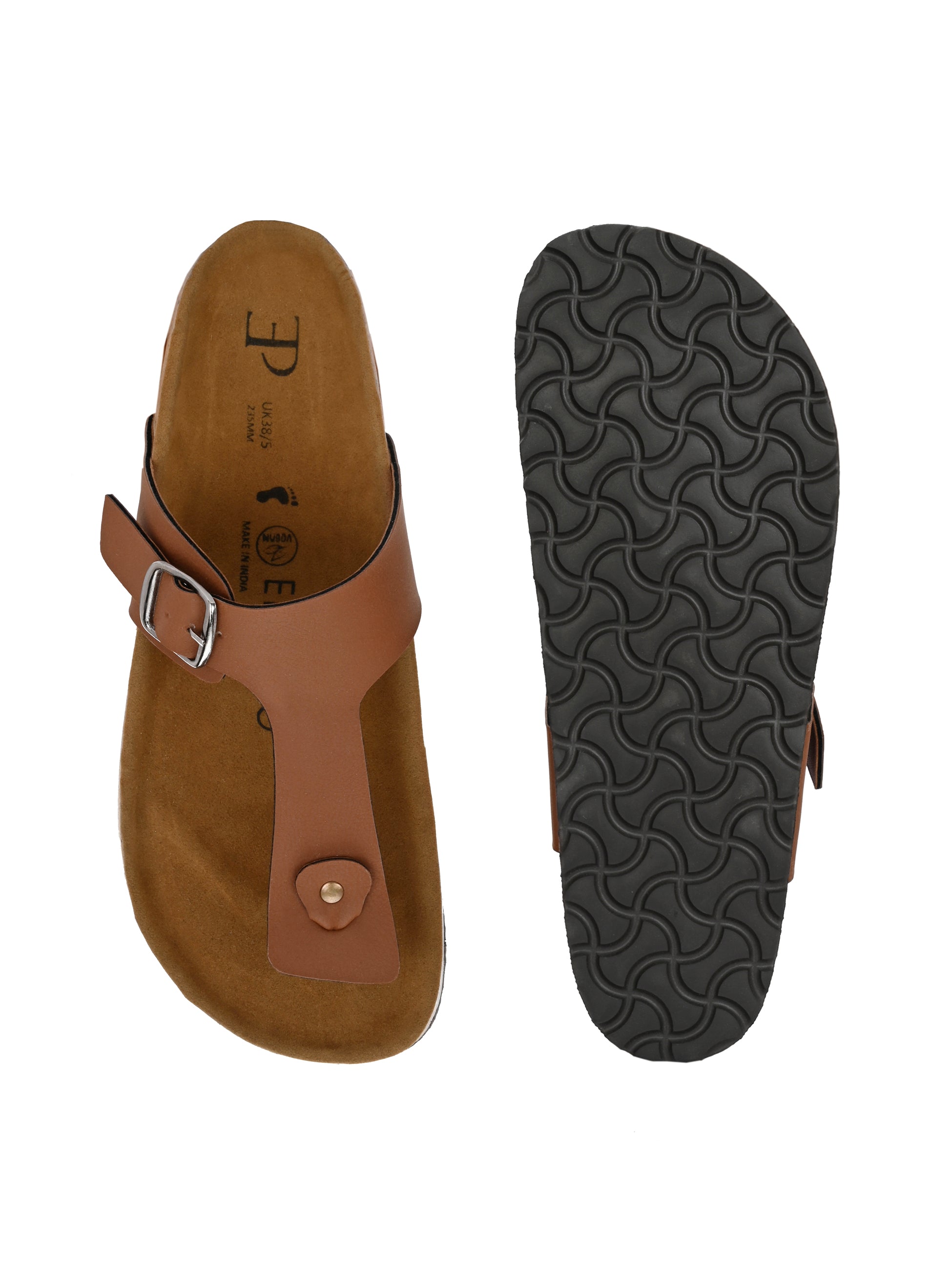 Brown Women's casual flat heel slip-on sandal