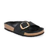 Black Women's casual flat heel slip-on sandal