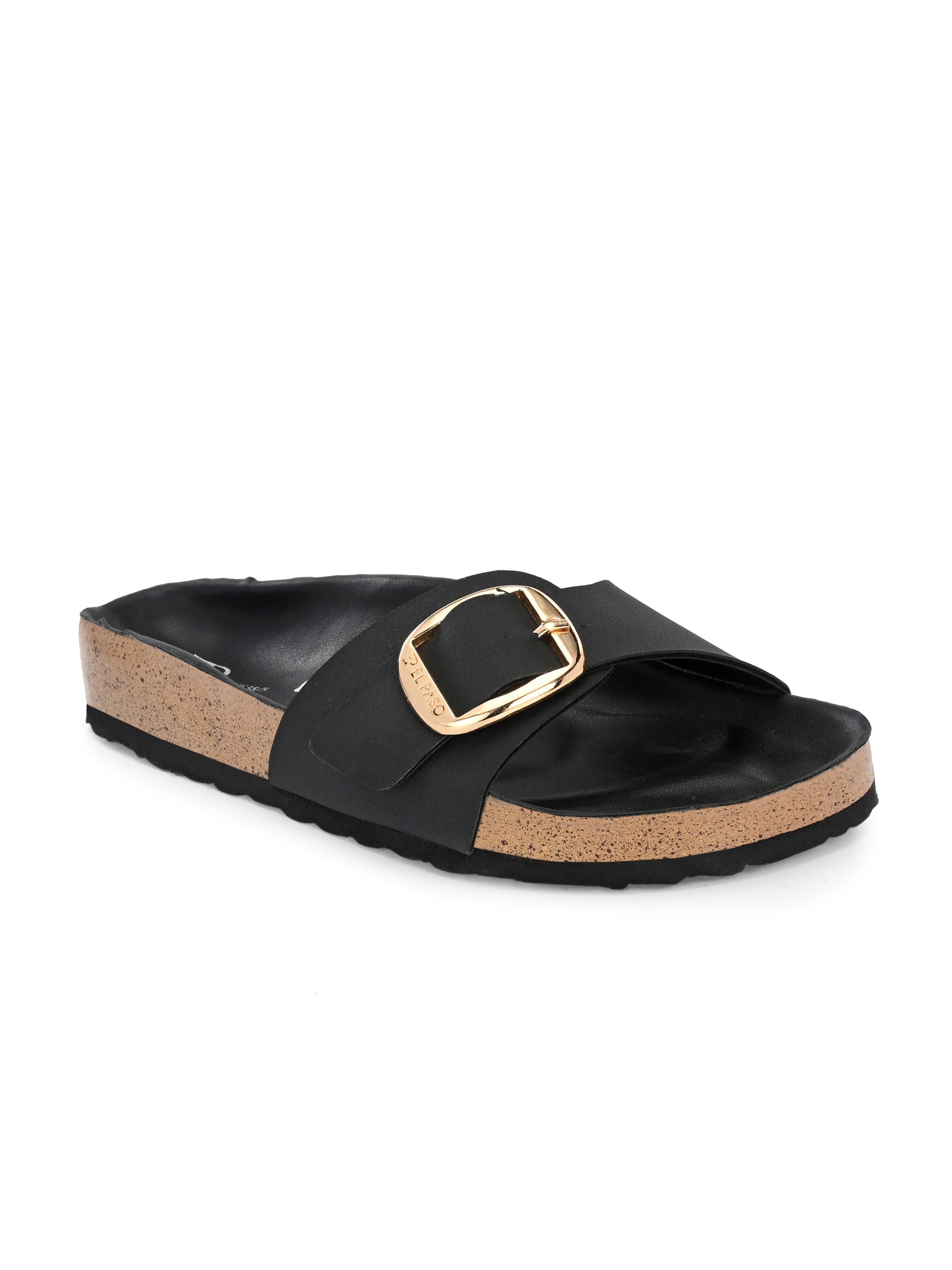 Black Women's casual flat heel slip-on sandal