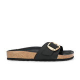 Black Women's casual flat heel slip-on sandal