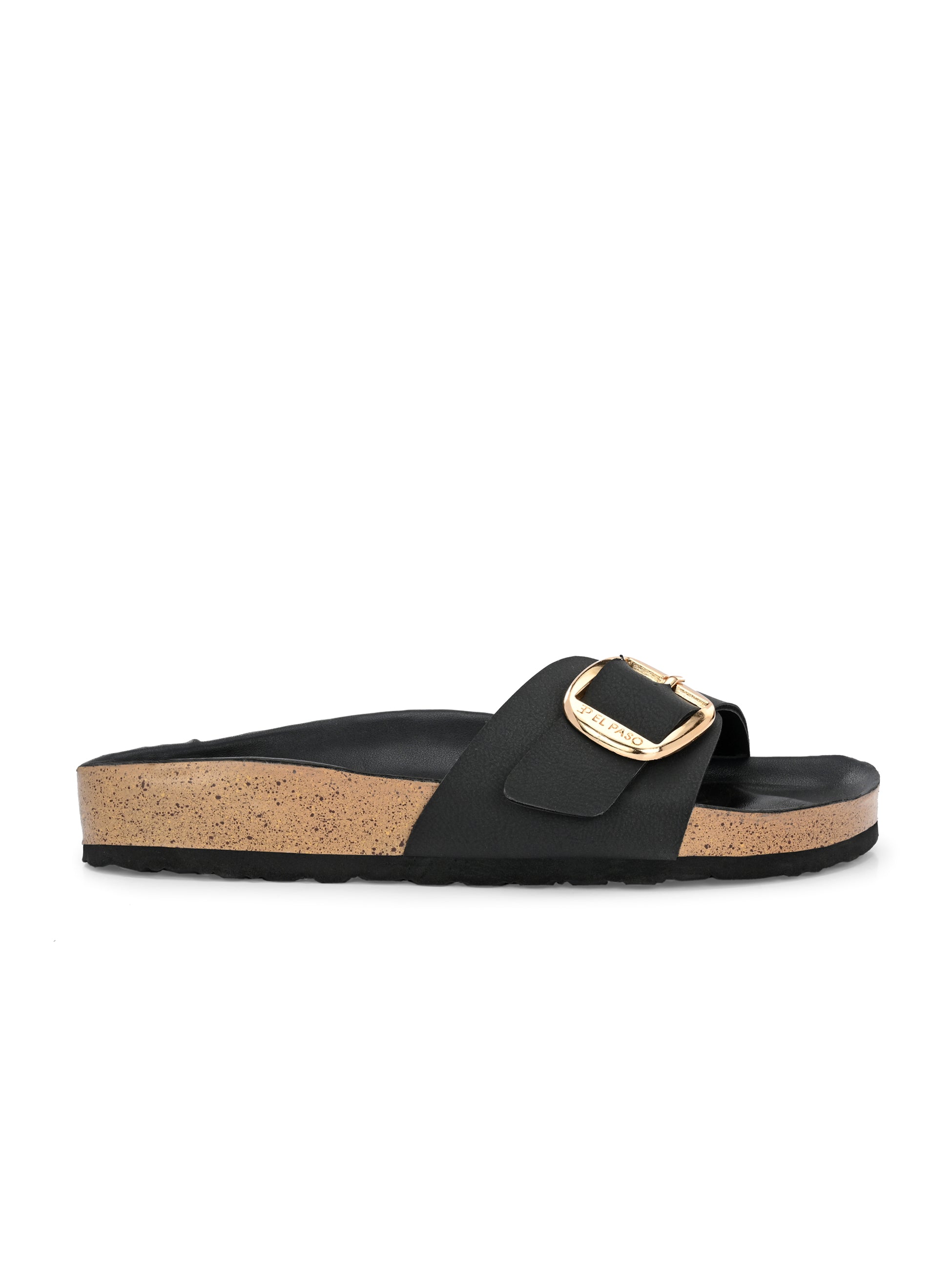 Black Women's casual flat heel slip-on sandal