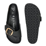 Black Women's casual flat heel slip-on sandal