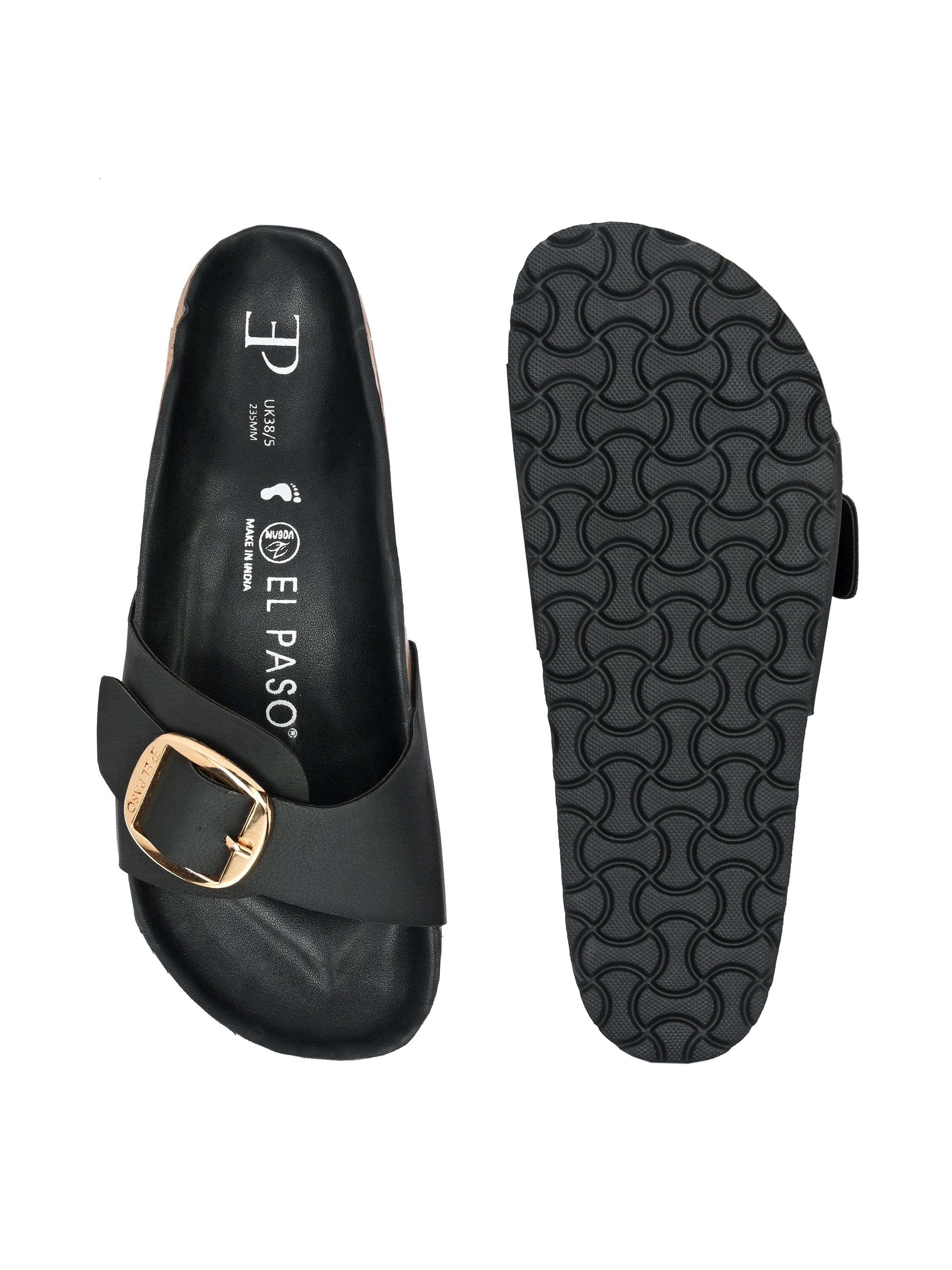 Black Women's casual flat heel slip-on sandal