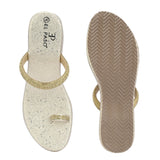 One-Toe Golden Shimmering Wedge Heel For Women