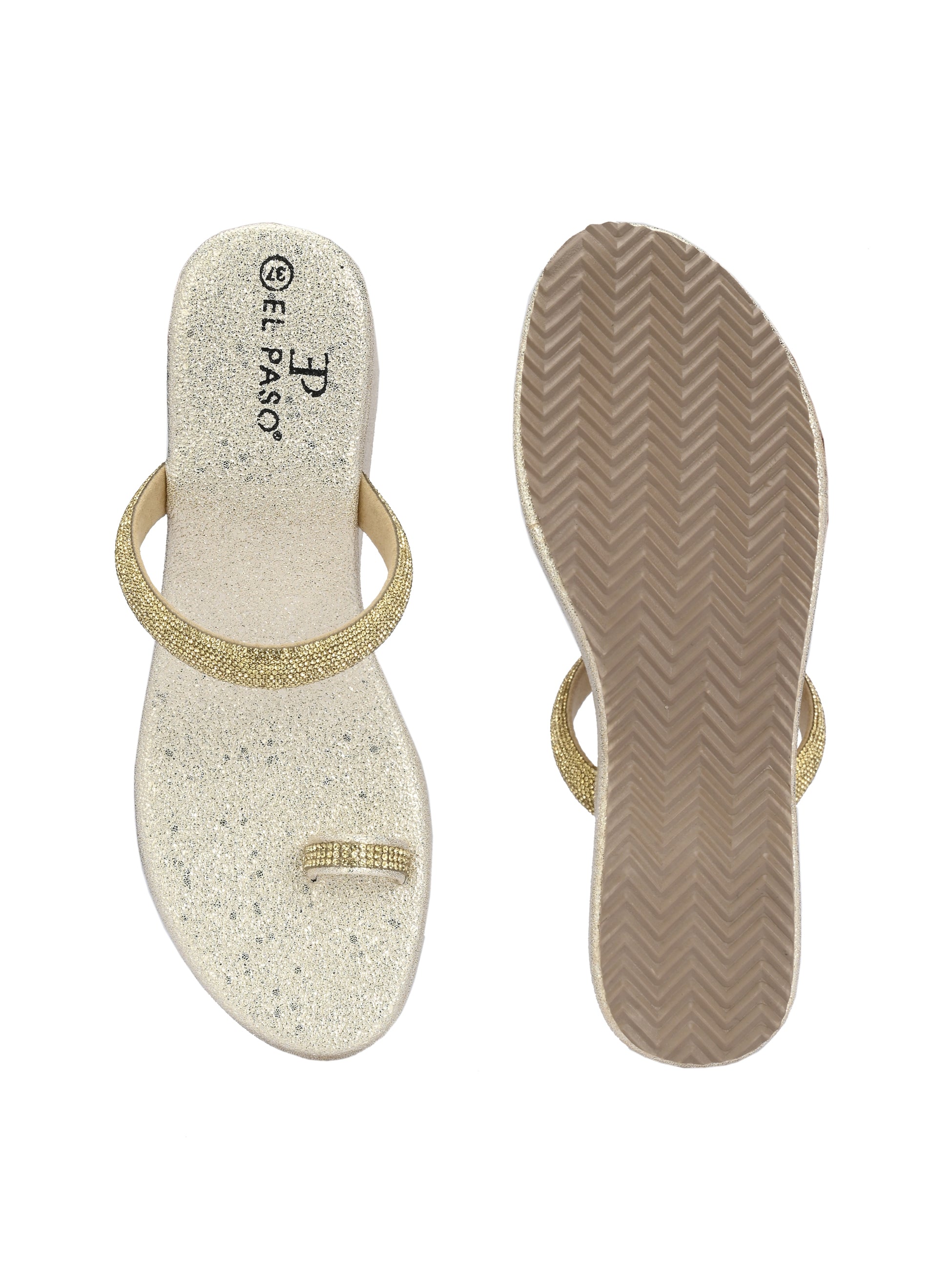 One-Toe Golden Shimmering Wedge Heel For Women