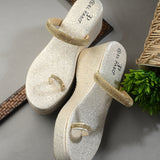 One-Toe Golden Shimmering Wedge Heel For Women