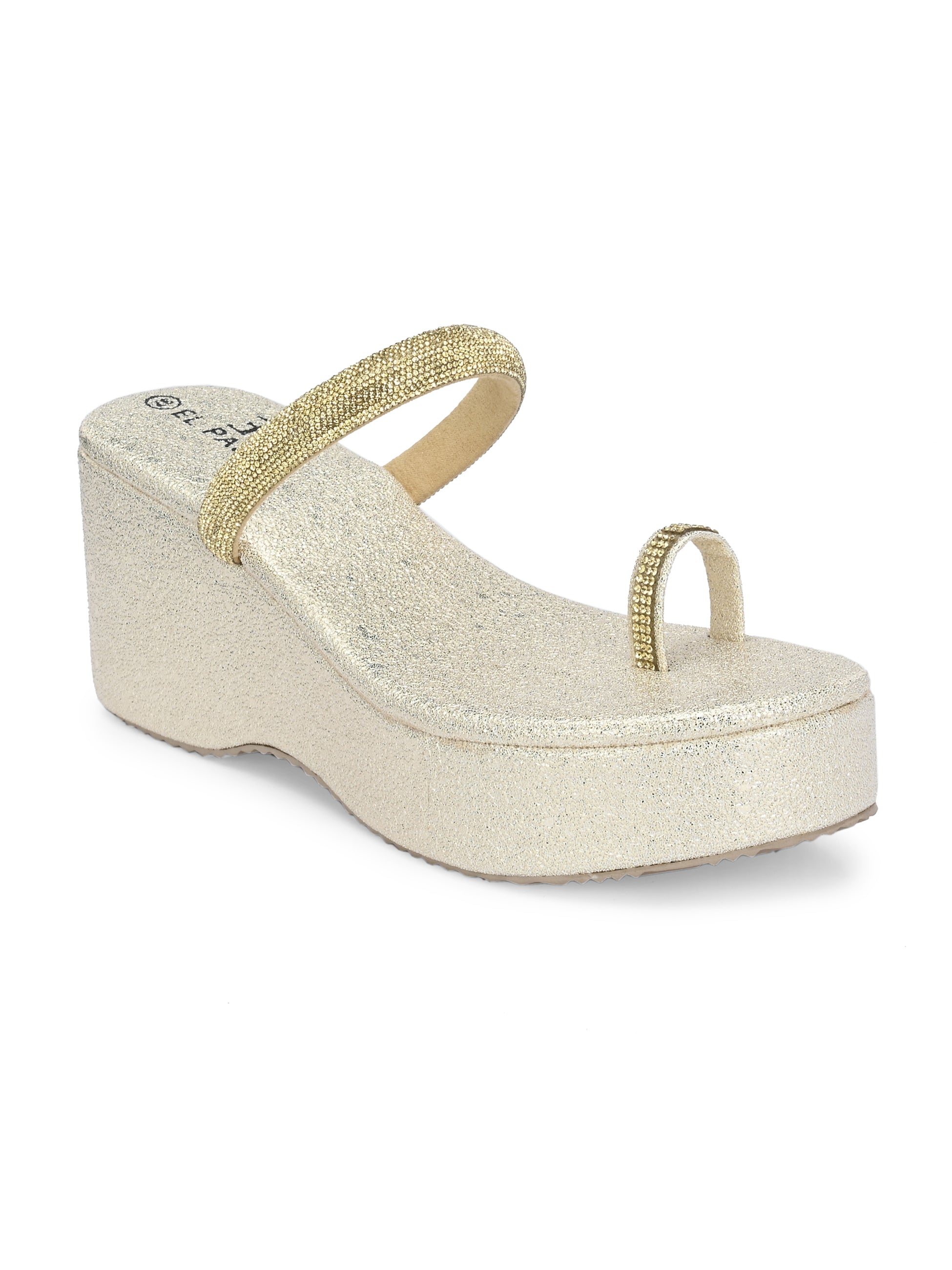 One-Toe Golden Shimmering Wedge Heel For Women