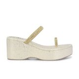One-Toe Golden Shimmering Wedge Heel For Women