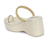 One-Toe Golden Shimmering Wedge Heel For Women