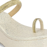 One-Toe Golden Shimmering Wedge Heel For Women
