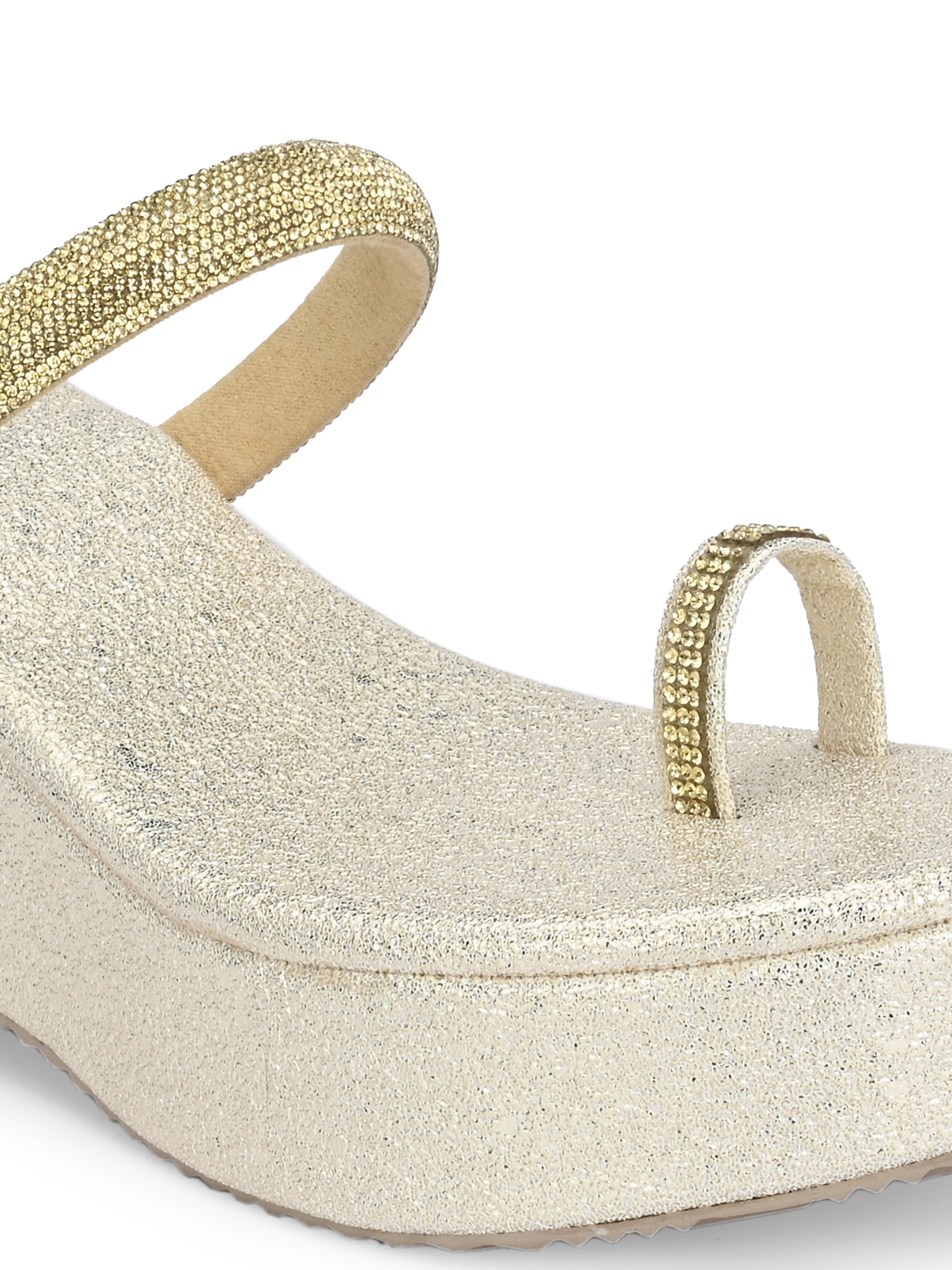One-Toe Golden Shimmering Wedge Heel For Women