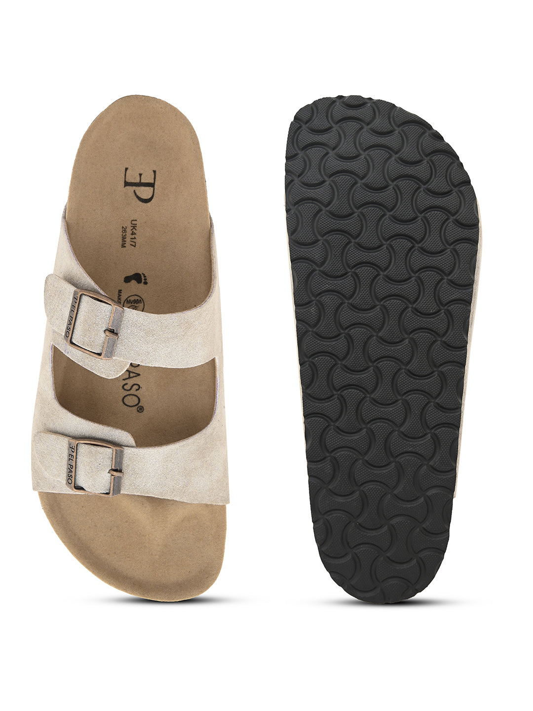 Off-White Men's casual buckle strap flat Leather Slip-On Sandals