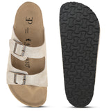 Off-White Men's casual buckle strap flat Leather Slip-On Sandals