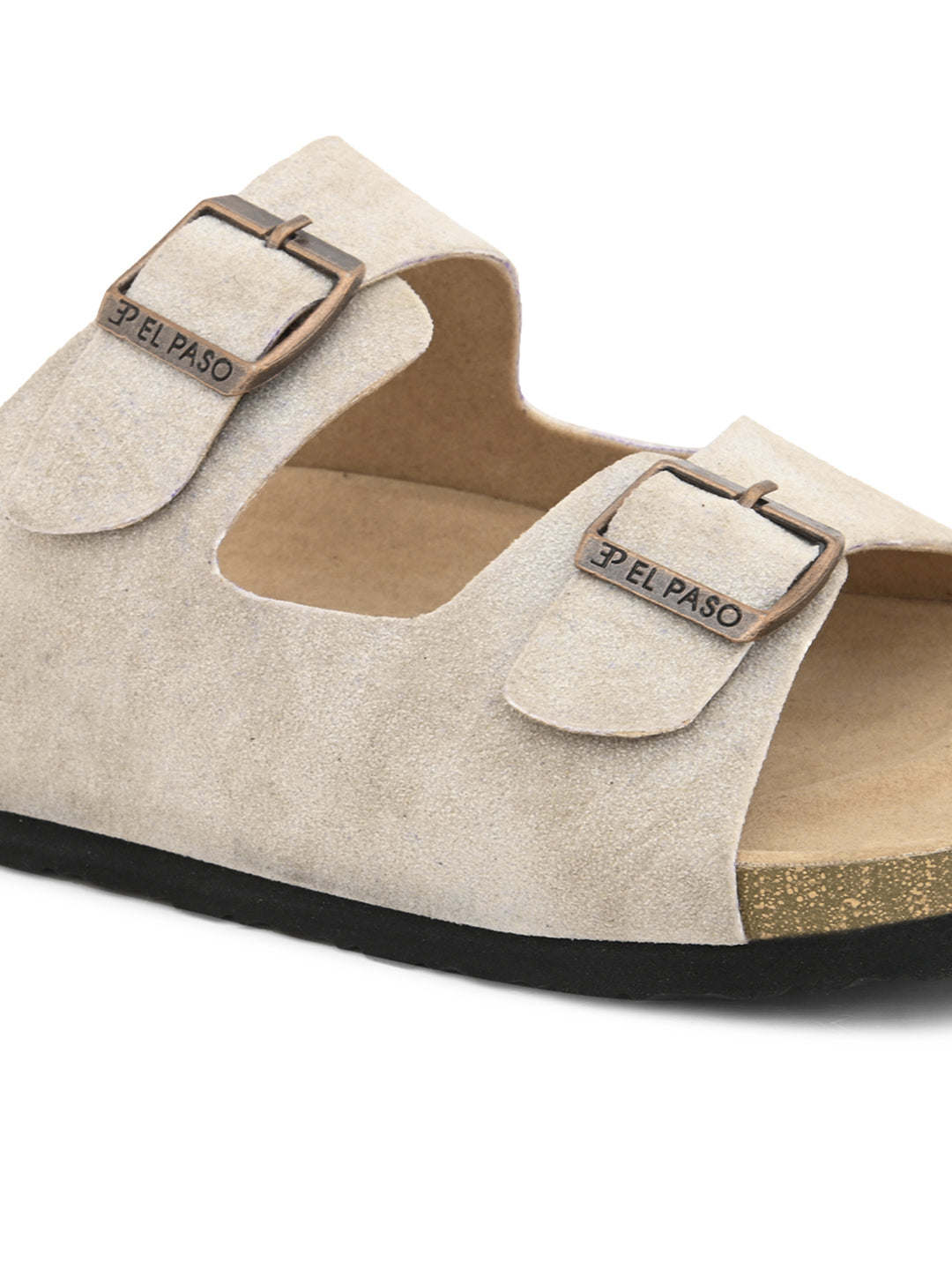 Leather Slip-On Sandals off-white Men's casual buckle strap flat