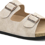 Leather Slip-On Sandals off-white Men's casual buckle strap flat