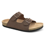 Brown Men's casual buckle strap flat heel Leather Slip-On Sandals