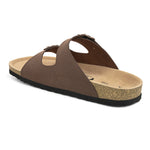 Brown Men's casual buckle strap flat heel slip-on closure sandal