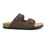 Brown Men's casual buckle strap flat heel slip-on closure sandal