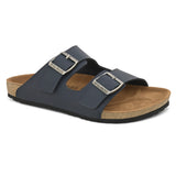 Blue Men's casual buckle strap flat heel slip-on closure sandal