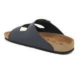 Blue Men's casual buckle strap flat heel slip-on closure sandal