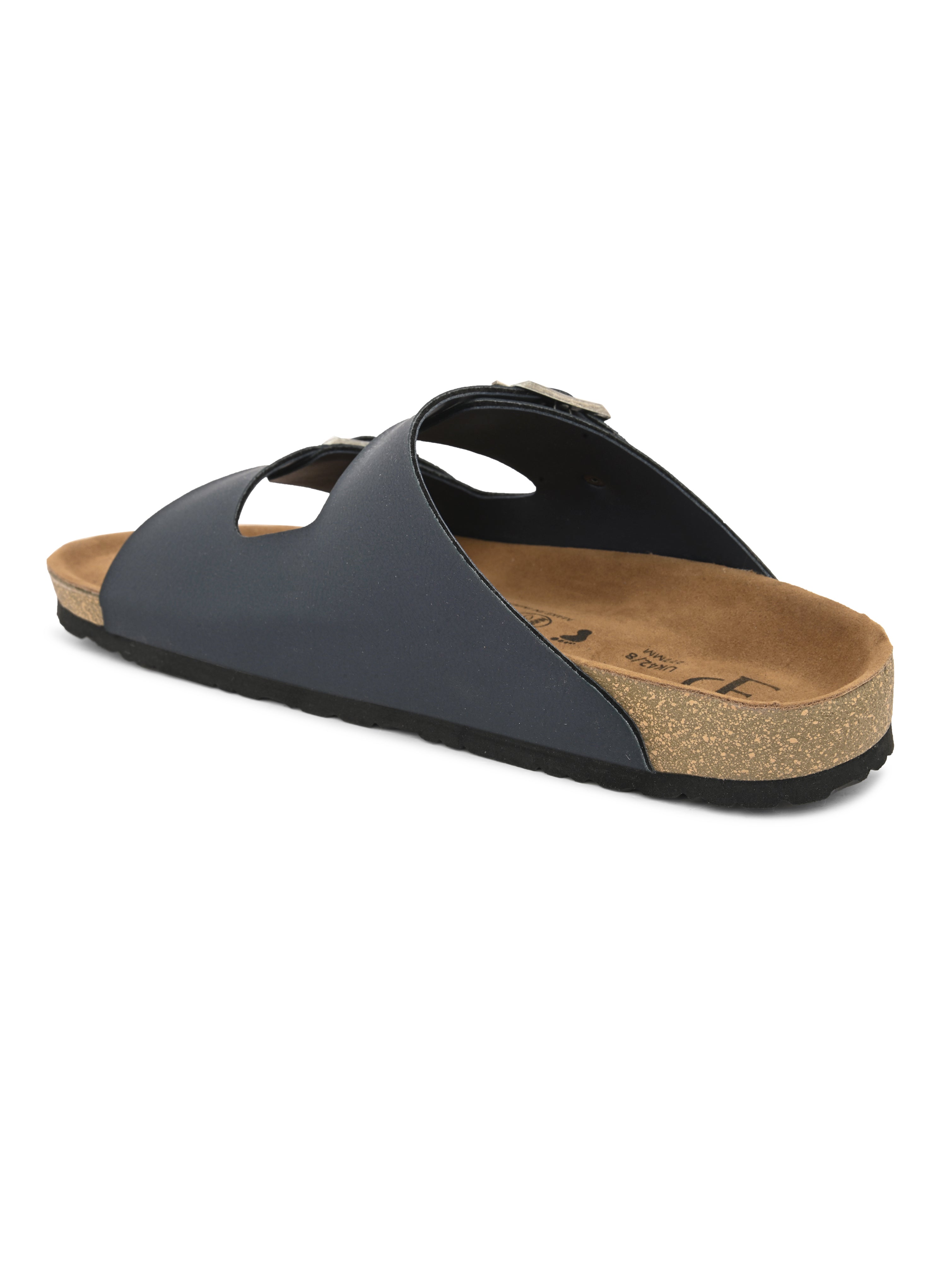 Blue Men's casual buckle strap flat heel slip-on closure sandal