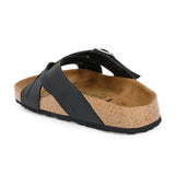 Black Women's casual flat heel metallic cris cross slip-on sandal