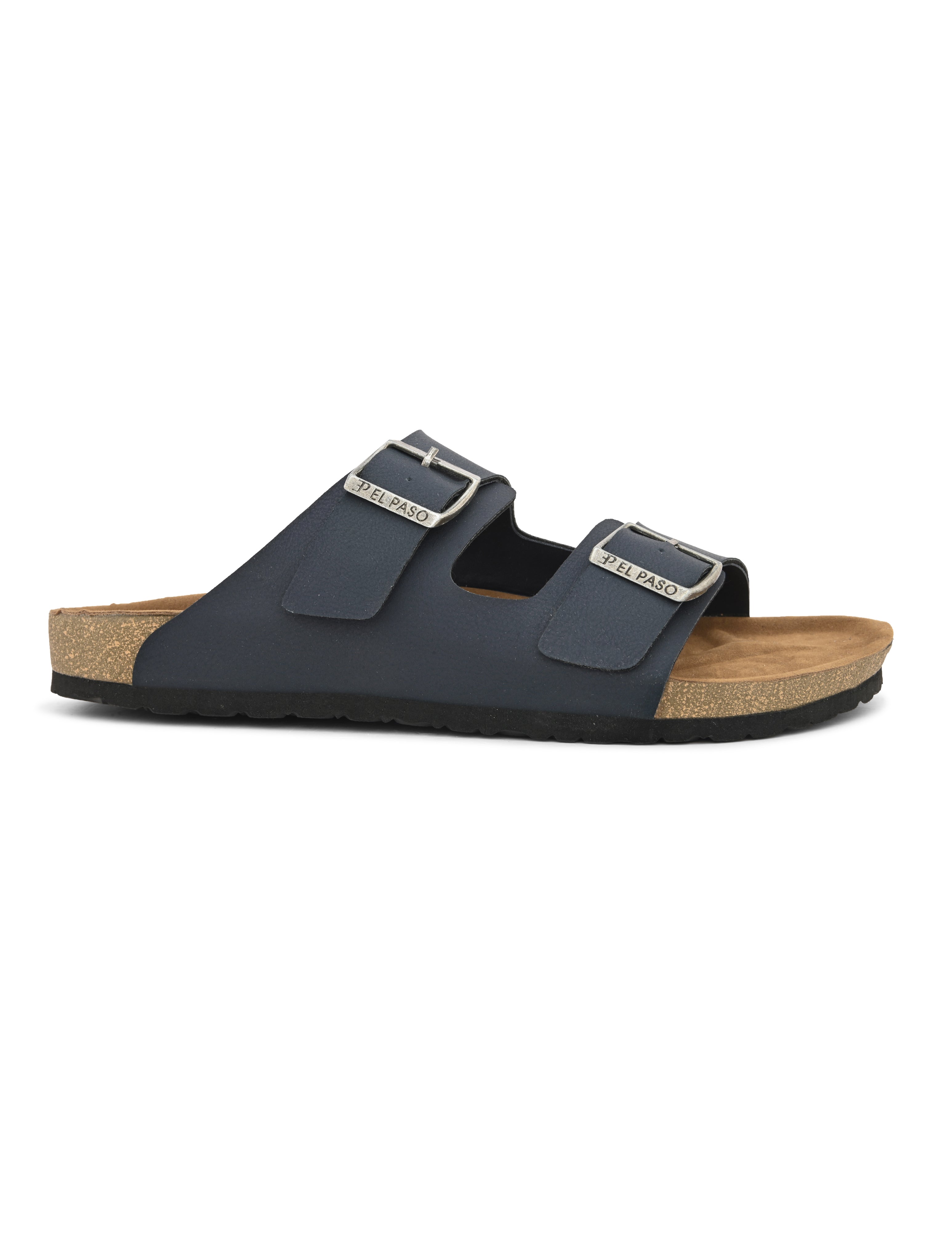 Blue Men's casual buckle strap flat heel slip-on closure sandal