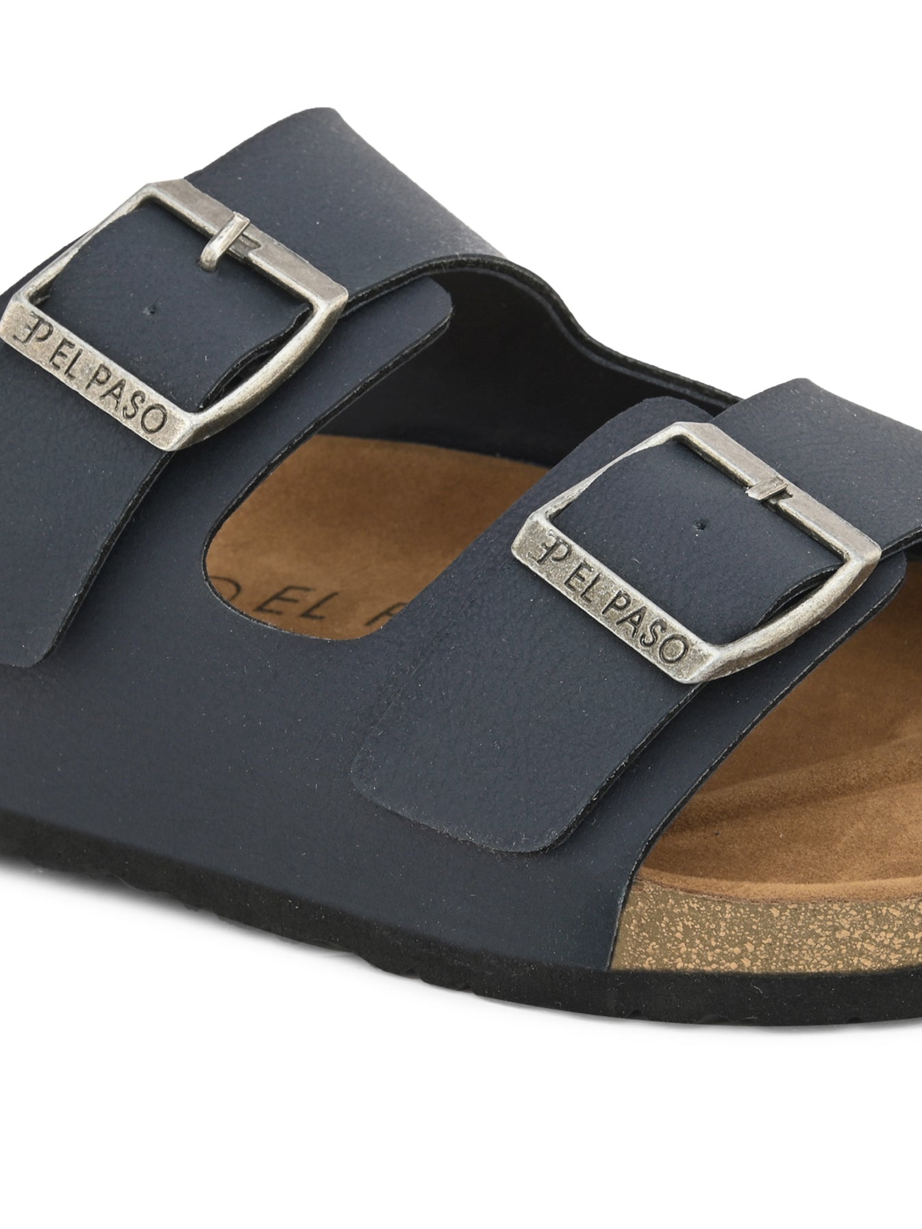 Blue Men's casual buckle strap flat heel slip-on closure sandal