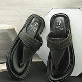 Olive Men's casual flip-flop sandal with slip-on closure