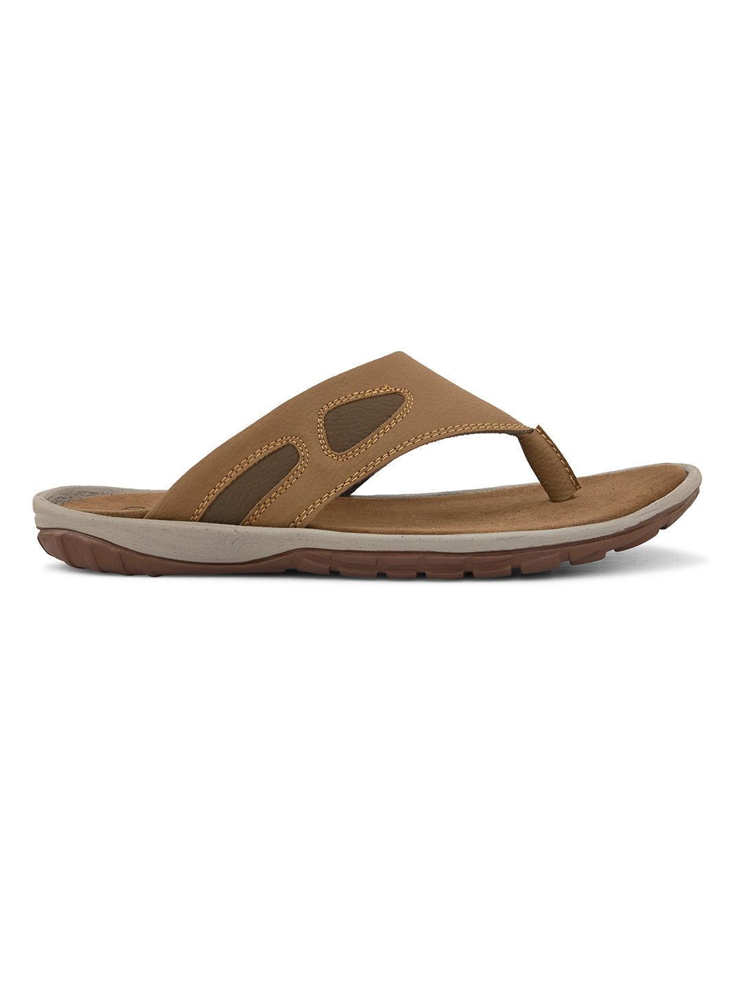 Brown Men's casual slip-on closure flat heel flip-flop sandal