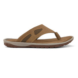 Brown Men's casual slip-on closure flat heel flip-flop sandal