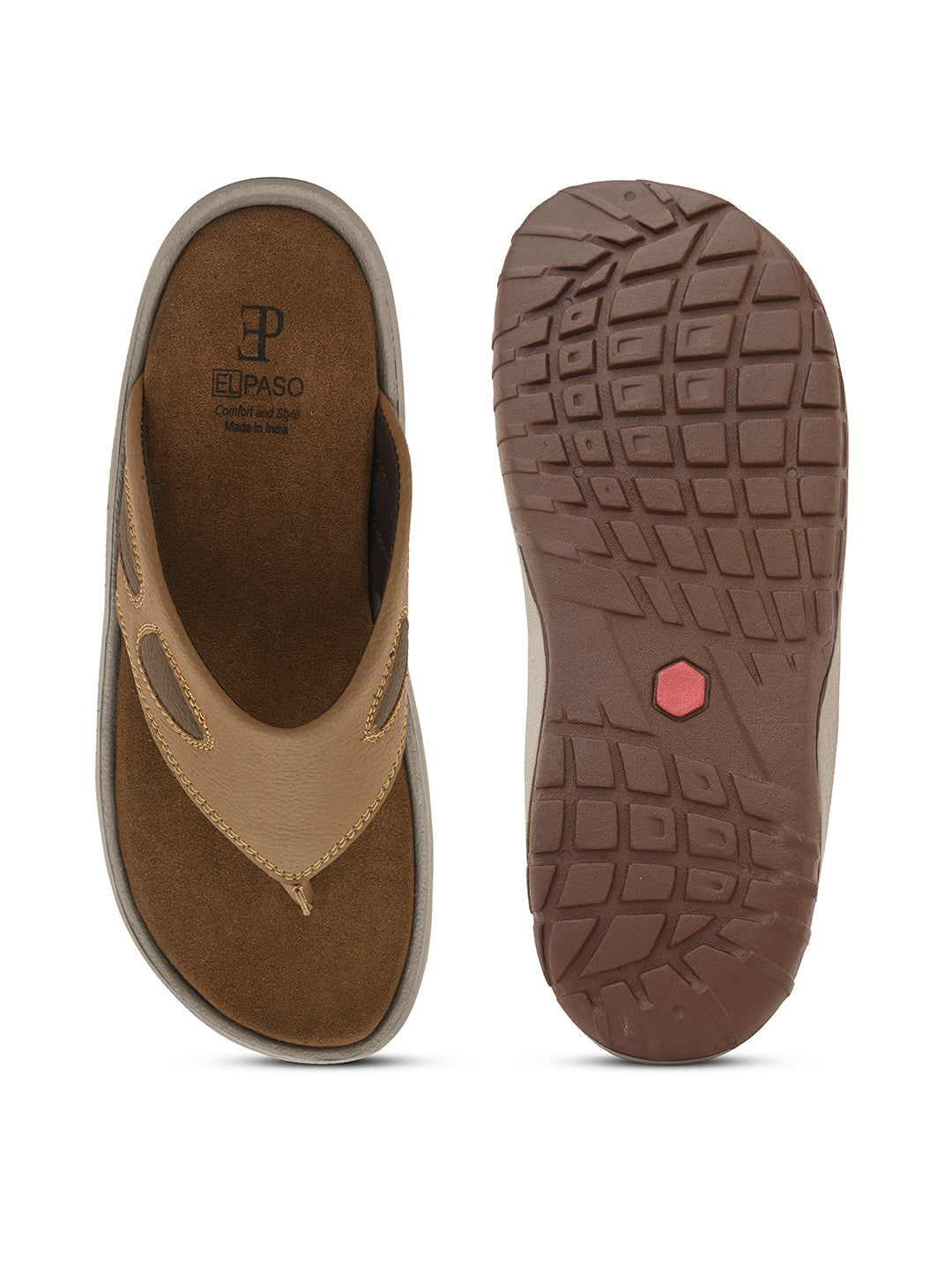 Brown Men's casual slip-on closure flat heel flip-flop sandal