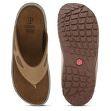 Brown Men's casual slip-on closure flat heel flip-flop sandal