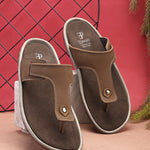 Brown Men's casual slip-on flip-flop sandal