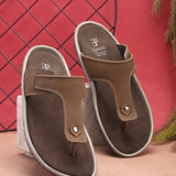 Brown Men's casual slip-on flip-flop sandal